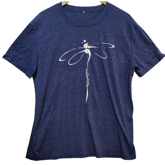Unbranded Other - Warrior Semicolon‎ Dragonfly Graphic T-Shirt Heather Blue Mens XL Mental Health
